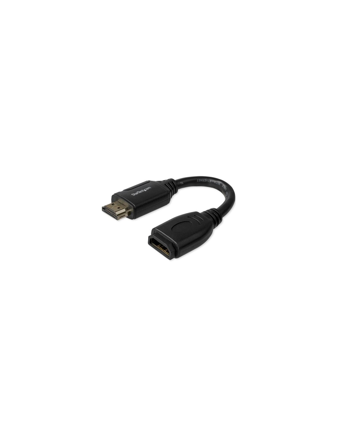 StarTech.com Cable de 15cm de Extensión Alargador HDMI 2.0 de Alta Velocidad - Extensor de Puertos - 4K de 60Hz - Negro