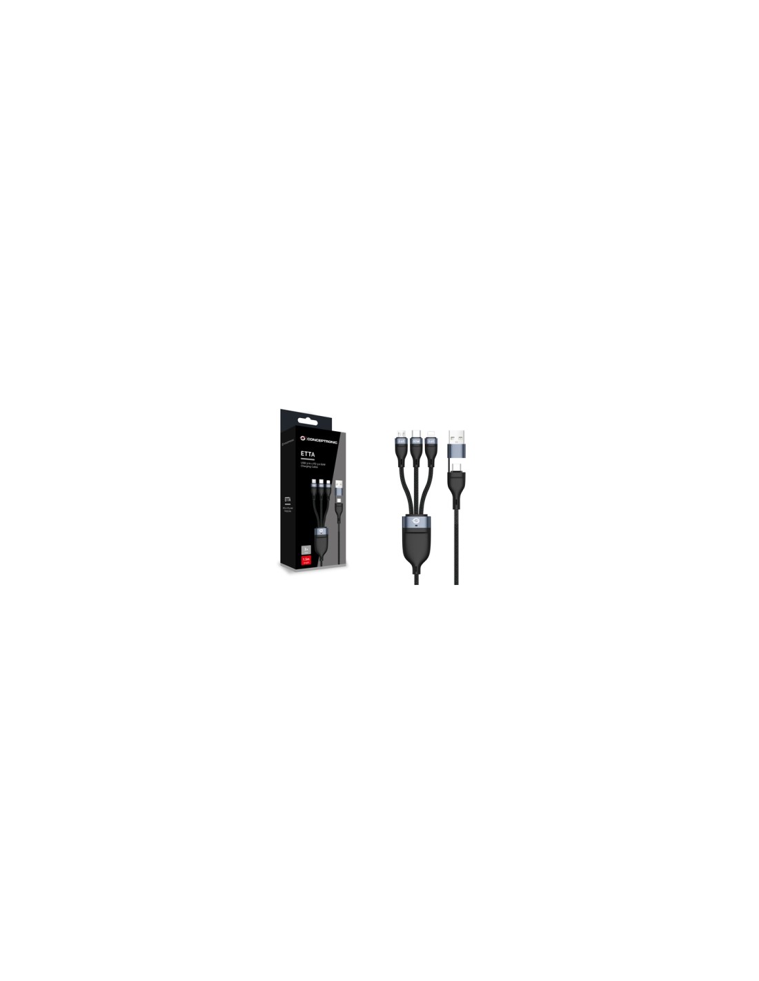 Conceptronic ETTA05B15 cable USB USB 2.0 1,5 m USB C USB C/Micro-USB B/Lightning Negro