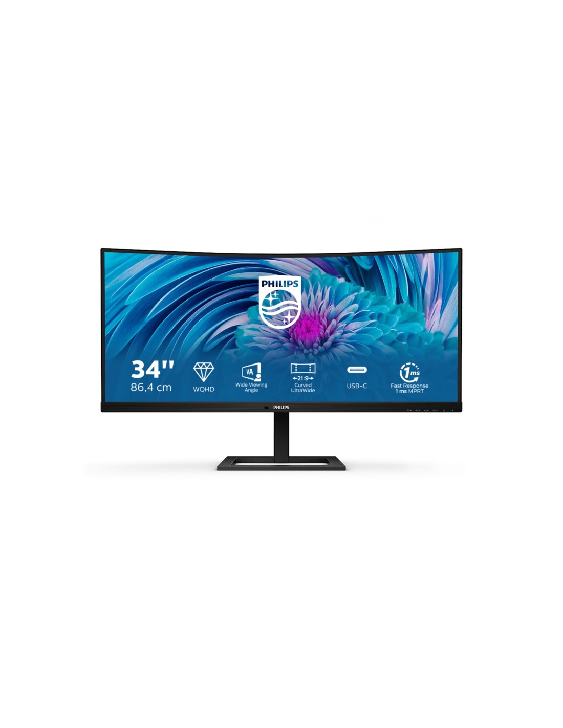 Philips E Line 346E2CUAE/00 pantalla para PC 86,4 cm (34") 3440 x 1440 Pixeles Wide Quad HD+ LCD Negro