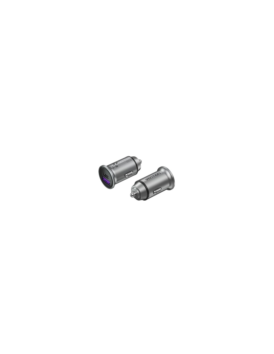 Vention Cargador de Coche FFBH0/ 1xUSB-Tipo C/ 1xUSB/ 20W
