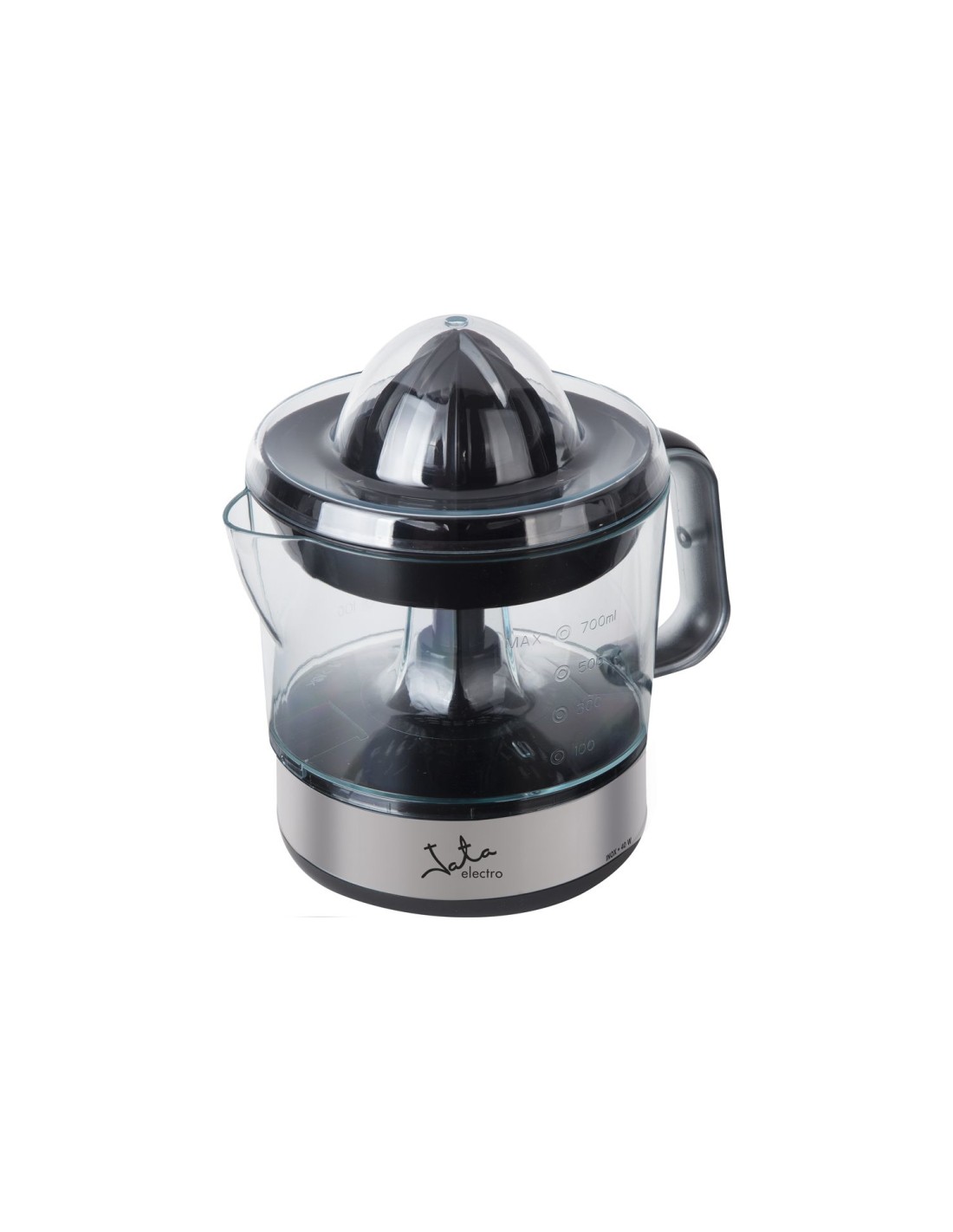 JATA EX421 exprimidor Exprimidor eléctrico con brazo 40 W Negro, Acero inoxidable, Transparente