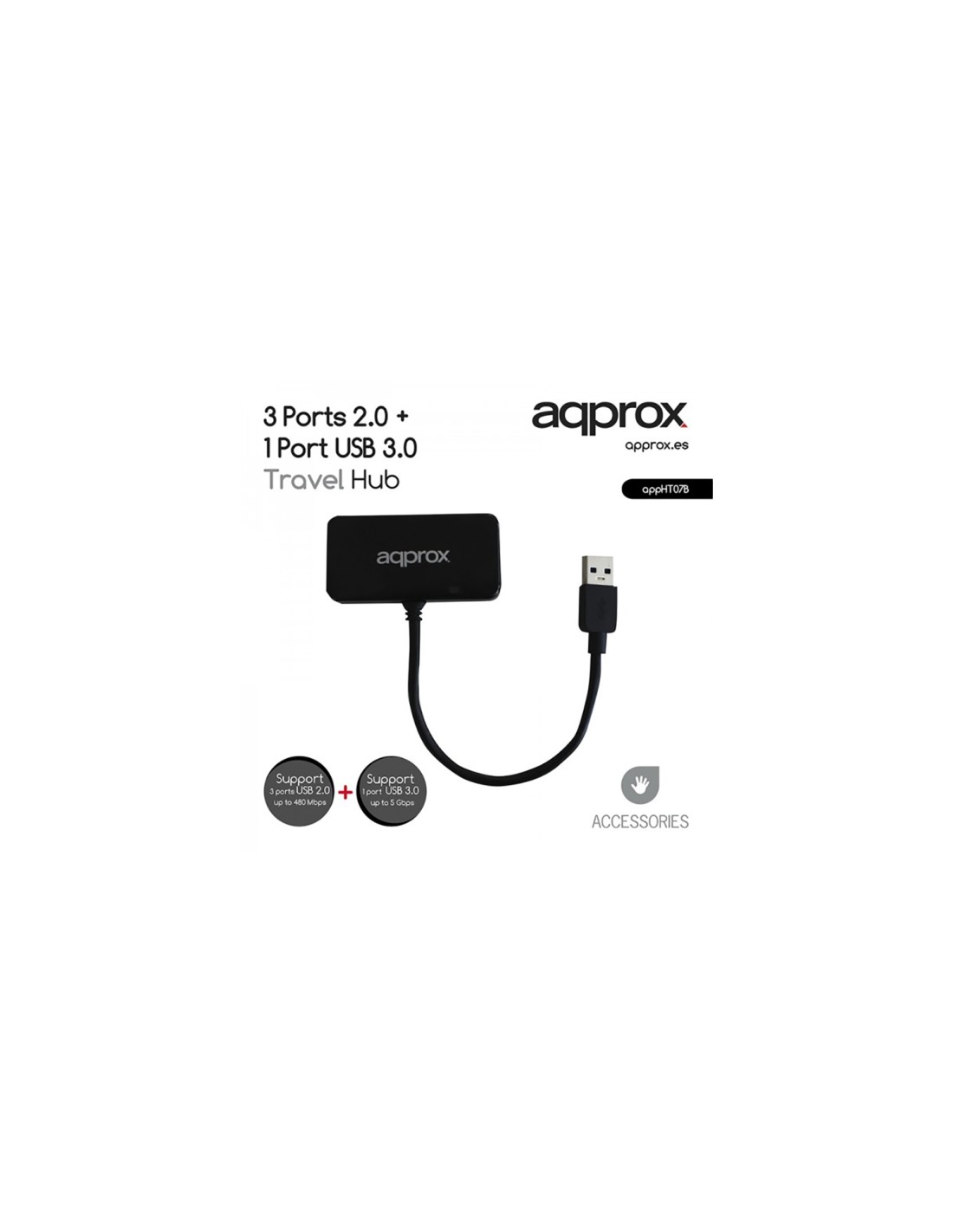 HUB USB APPROX APPHT7B 3 USB 2.0 + 1 USB 3.0