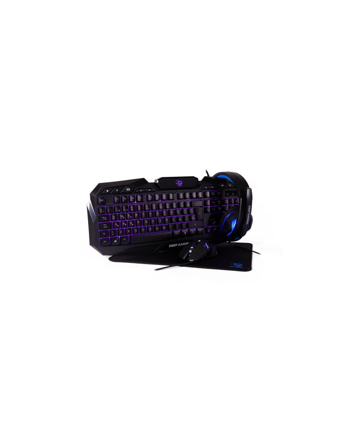 COMBO TECLADO/RATON/AURICULARES/ALFOMBRILLA COOLBOX DEEP X-WING USB NEGRO