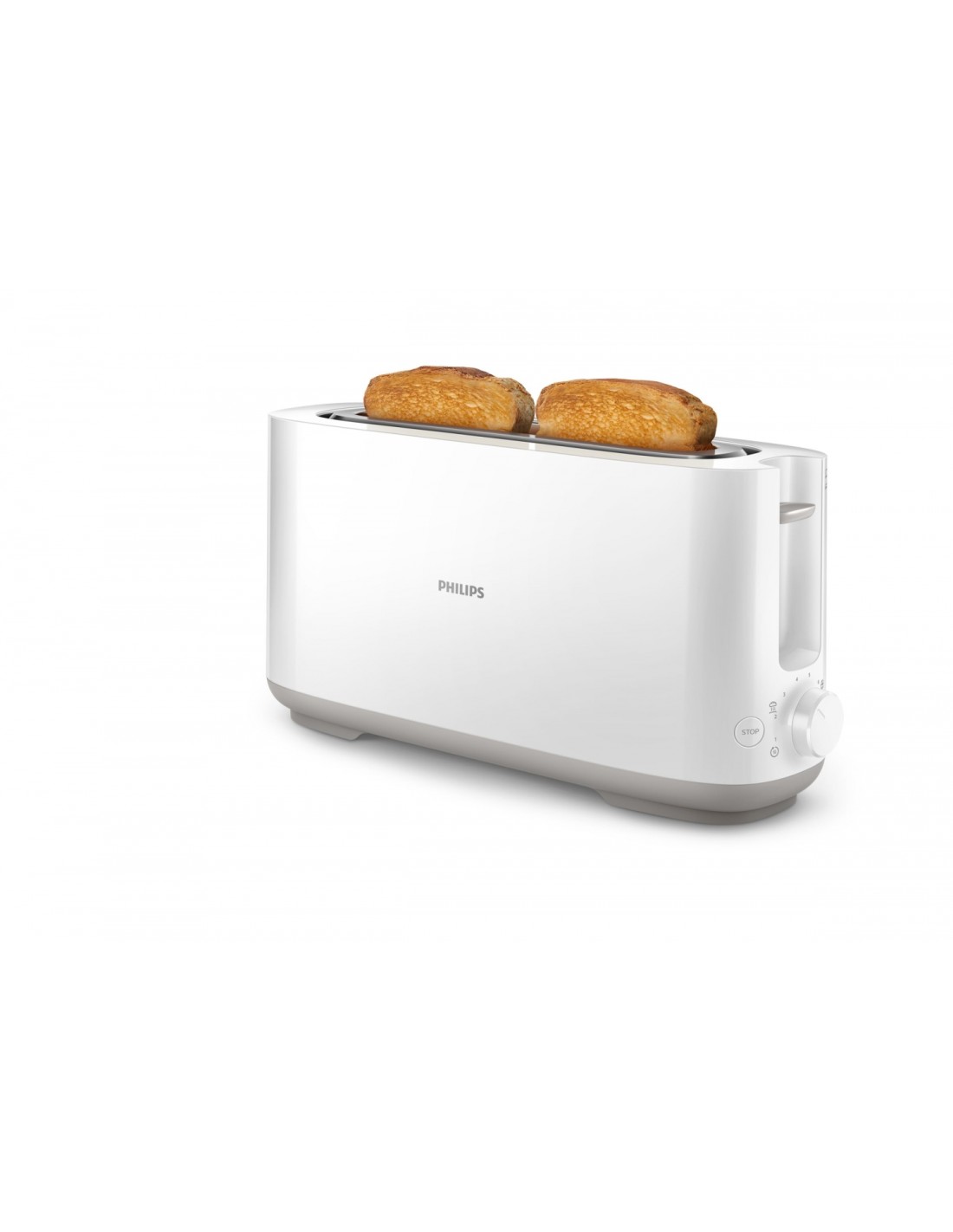 Philips Daily Collection Tostadora de plástico con ranura larga y función para panecillos