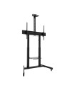 TooQ ?AQUILES? Soporte de Suelo con Ruedas con Regulación de Altura para Pantallas 60"-100", Negro