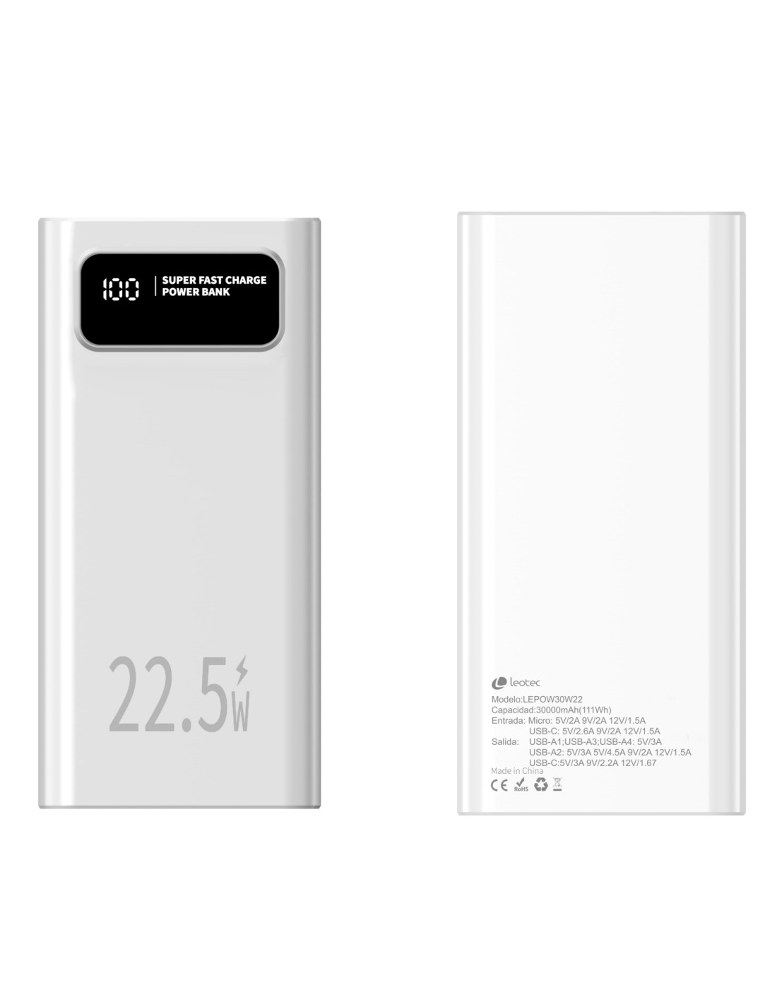 Leotec Powerbank 30.000mAh PD 22.5W