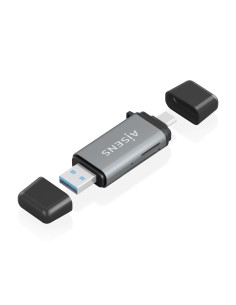 AISENS Lector De Tarjetas SD, Micro SD, MMC, Rs-MMC, MMC Micro, USB-A y USB-C, Gris