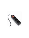 Gembird EG-PSU3-01 base múltiple 0,6 m 3 salidas AC Interior Negro