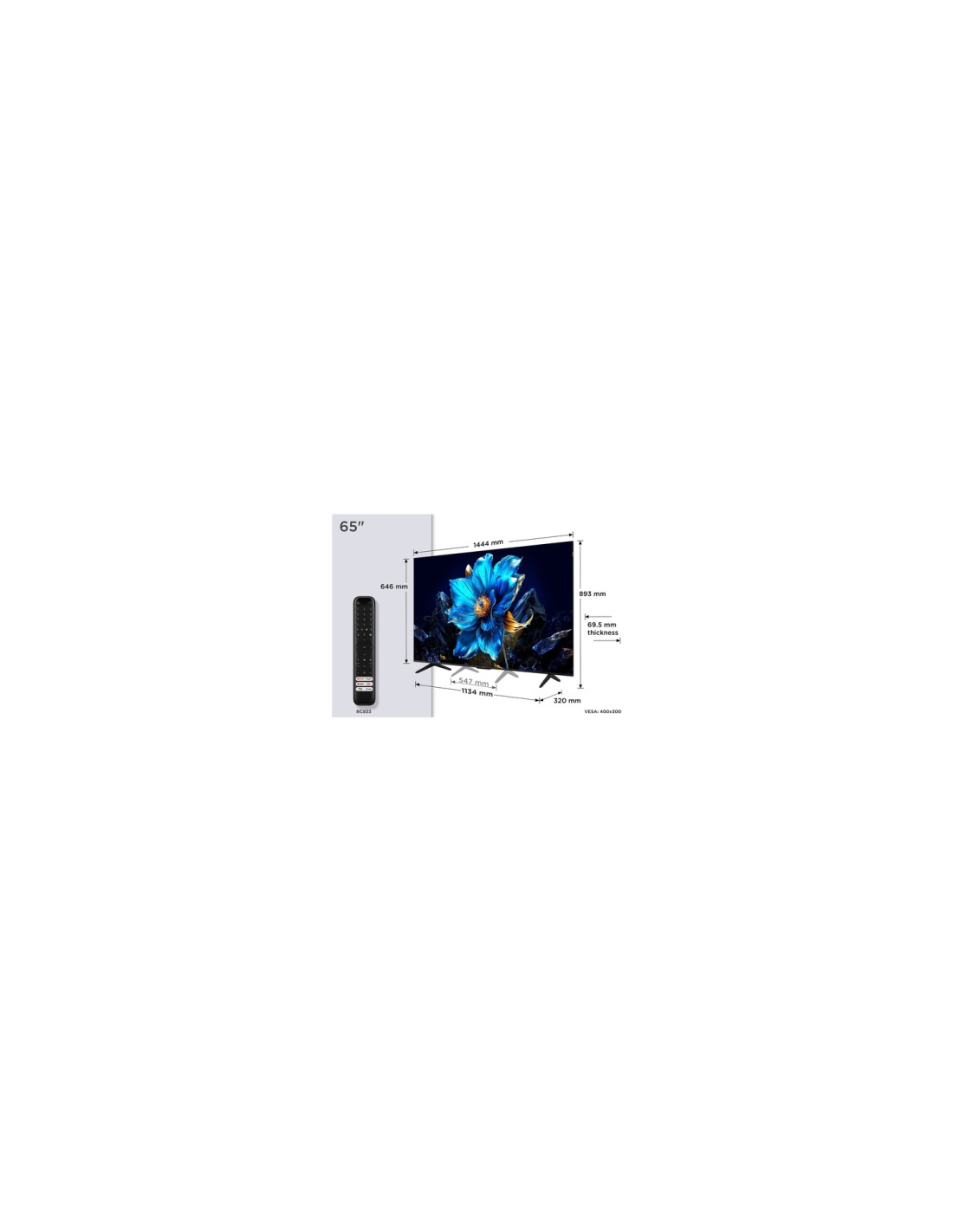 TCL P7K 65P7K Televisor 165,1 cm (65") 4K Ultra HD Smart TV Wifi Metálico 450 cd / m²