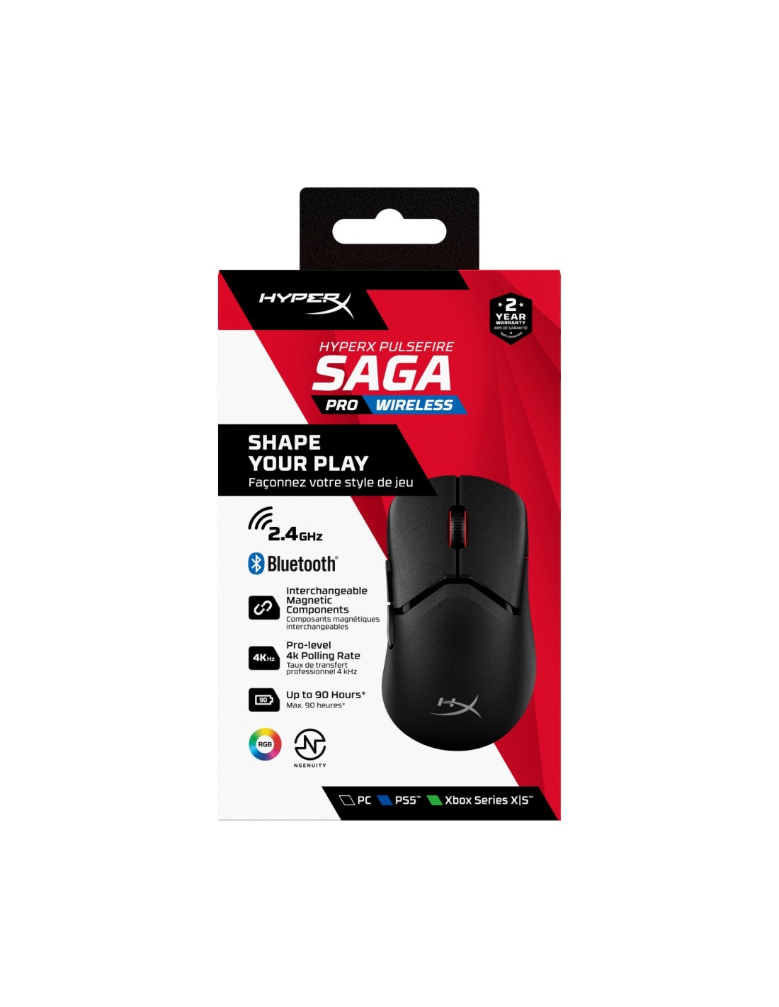 HyperX Pulsefire Saga Pro: ratón gaming inalámbrico (negro)