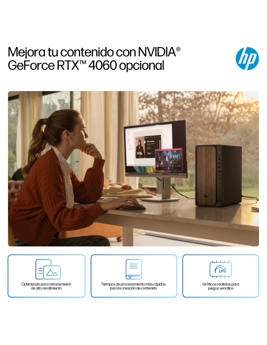 HP OmniDesk Desktop AI M03-0019ns PC Intel Core Ultra 5 225 16 GB DDR5-SDRAM 1 TB SSD Windows 11 Home Torre AI PC Madera, Negro