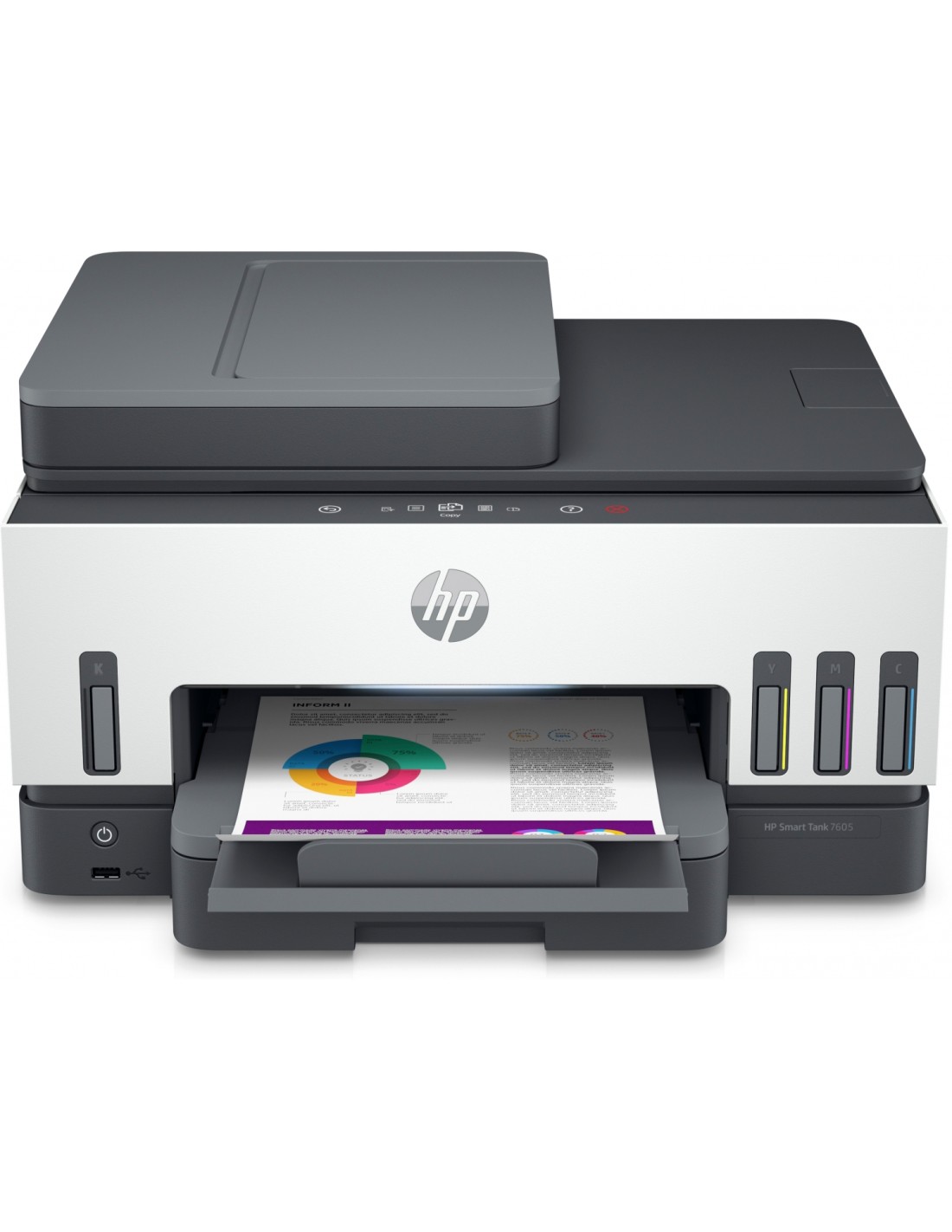 HP Smart Tank Impresora multifunción 7605, Impresión, copia, escaneado, fax, AAD y conexión inalámbrica, AAD de 35 hojas Escanea