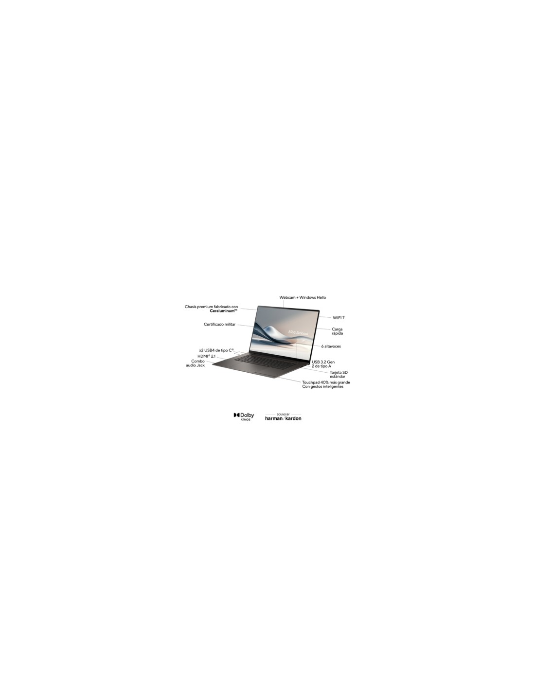 ASUS Zenbook S 16 OLED UM5606WA-RK320W - Ordenador Portátil 16" WQXGA+ 120Hz (AMD Ryzen AI 9 370, 32GB RAM, 1TB SSD, Radeon 890M
