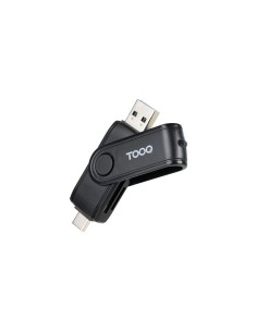 TooQ Lector de Tarjetas USB (USB-C 2.0 + USB A 3.0), SD/TF, Color Negro