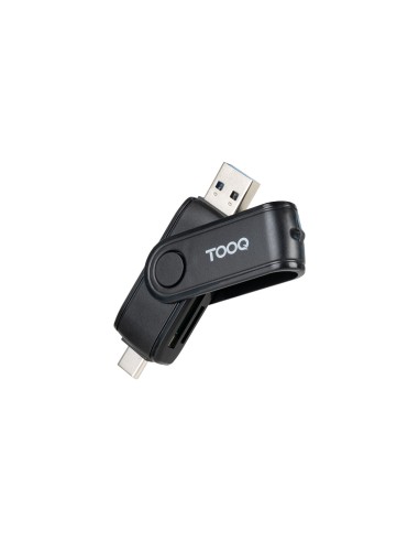 TooQ Lector de Tarjetas USB (USB-C 2.0 + USB A 3.0), SD/TF, Color Negro