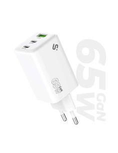 SUBBLIM Cargador GaN 65W USB-C + USB-C + USB-A