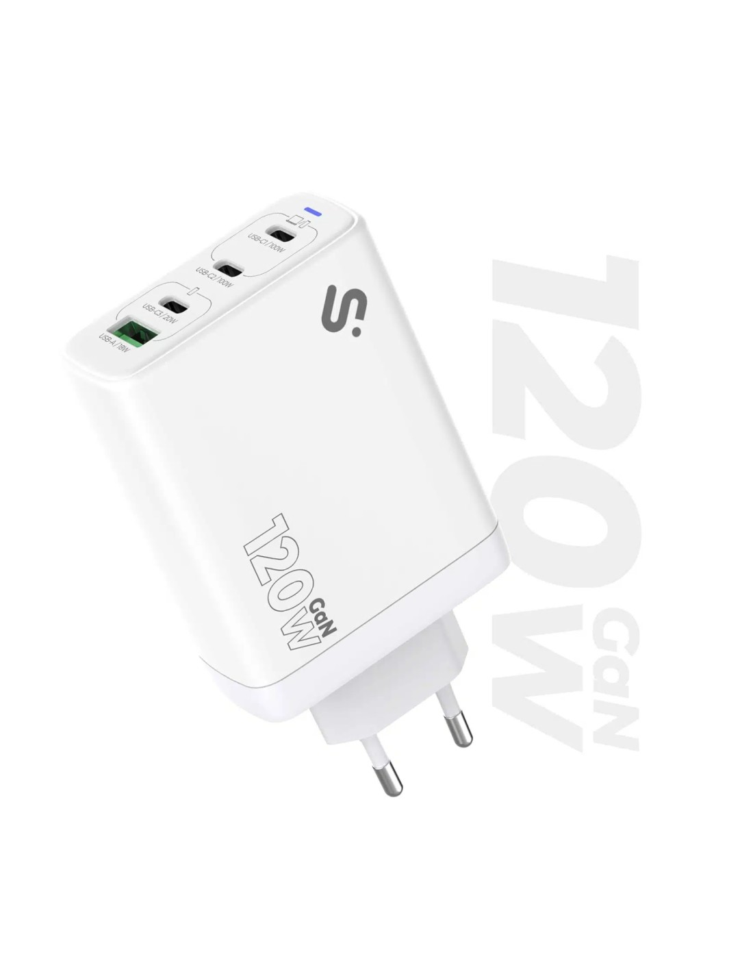 SUBBLIM Cargador GaN 120W USB-C, 4 Puertos (3x USB-C + 1x USB-A)