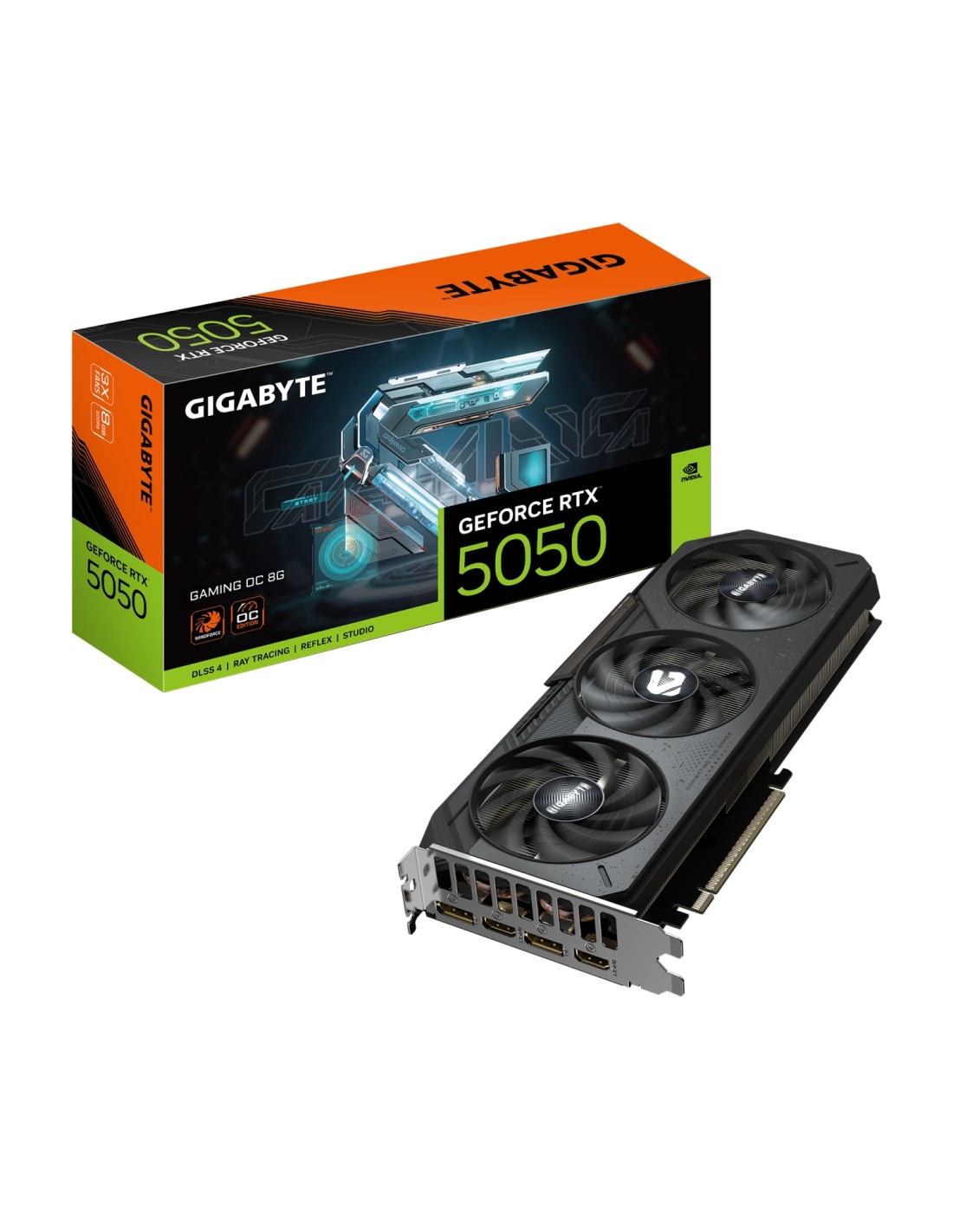 GIGABYTE GeForce RTX 5050 GAMING OC 8G Tarjeta Gráfica - 8GB GDDR6, 128bit, PCI-E 5.0, 2632MHz Frecuencia del núcleo, 2 x DP, 2 