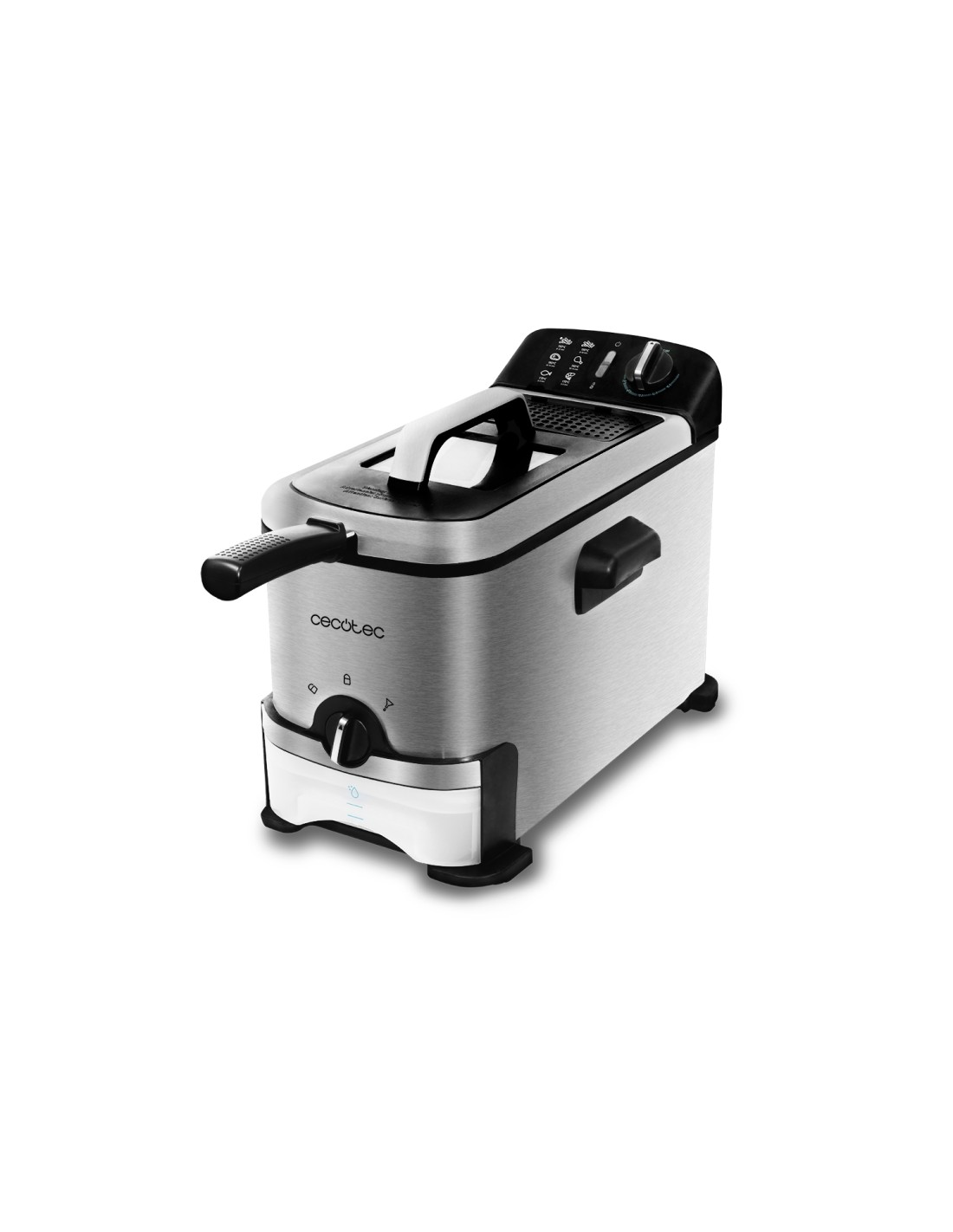 Cecotec CleanFry Infinity 3000 ProFilter Sencillo 2400 W Freidora Negro, Acero inoxidable