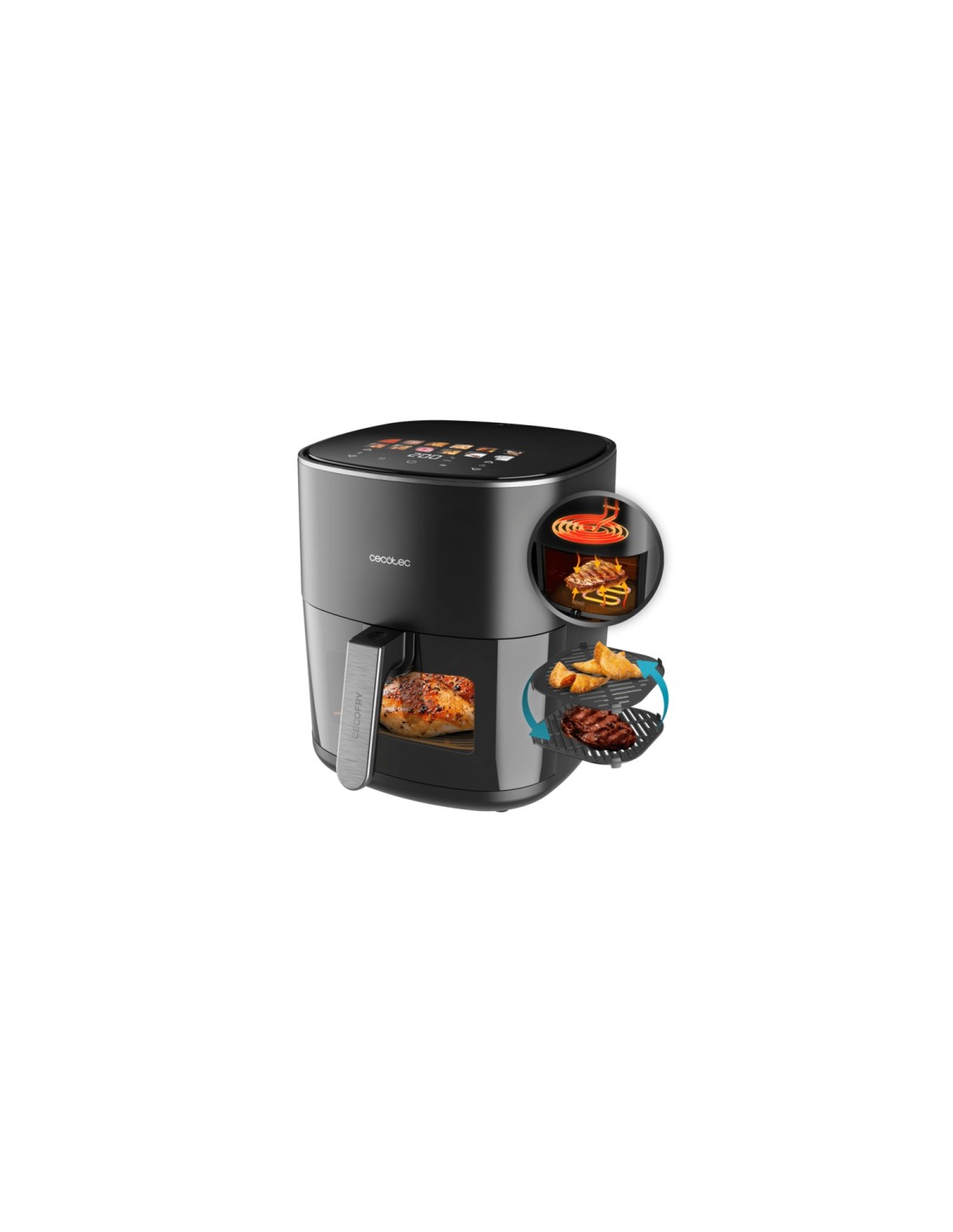 Cecotec Cecofry&Grill Duoheat 6500 Sencillo 6,5 L Independiente 2200 W Freidora de aire caliente Negro