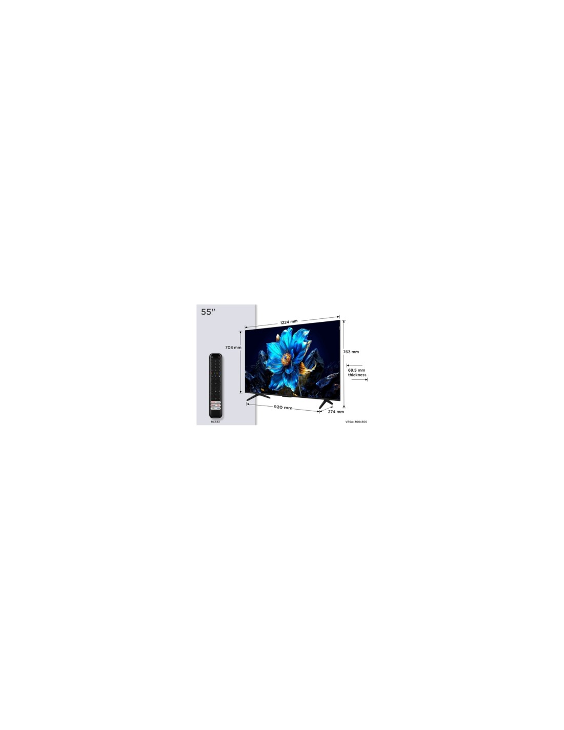 TCL P7K 55P7K Televisor 139,7 cm (55") 4K Ultra HD Smart TV Wifi Metálico 450 cd / m²