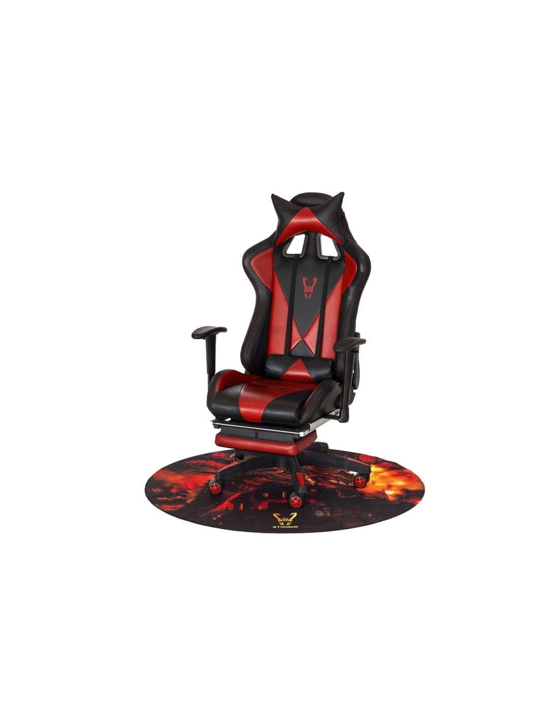 ALFOMBRA GAMING WOXTER STINGER FLOORPAD DIAMETRO 120CM MICROFIBRA CON BASE CAUCHO LAVABLE ROJA GM26-066