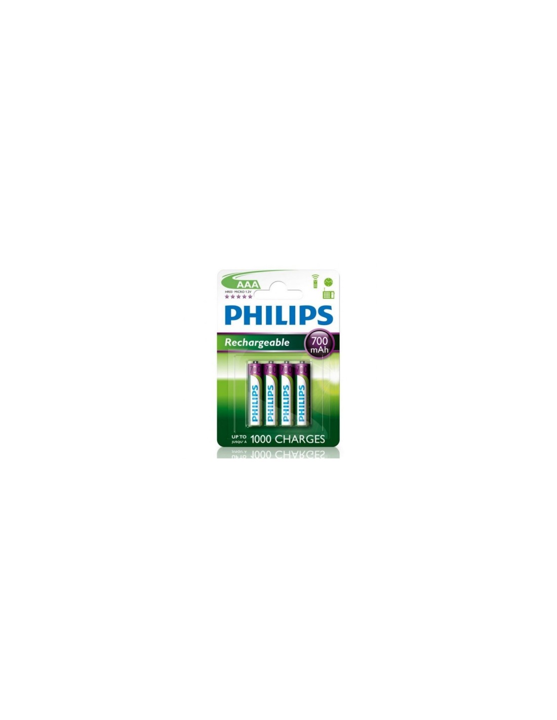 Philips Pilas Recargables 700mAh AAA HR03 Pack 4 Unidades R03B4A70/10
