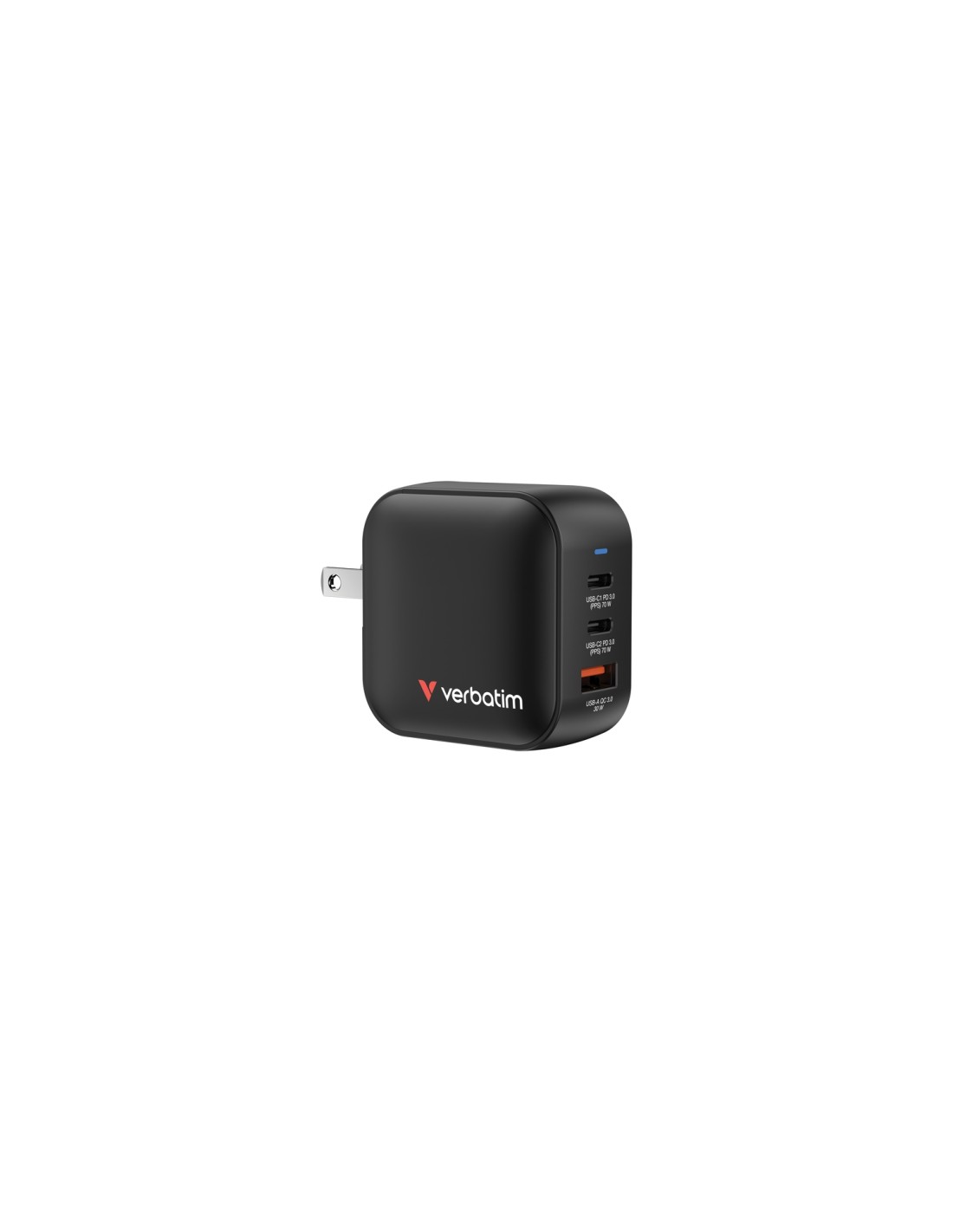 Verbatim Mini GaN Charger 70W Universal Negro Corriente alterna Carga rápida Interior