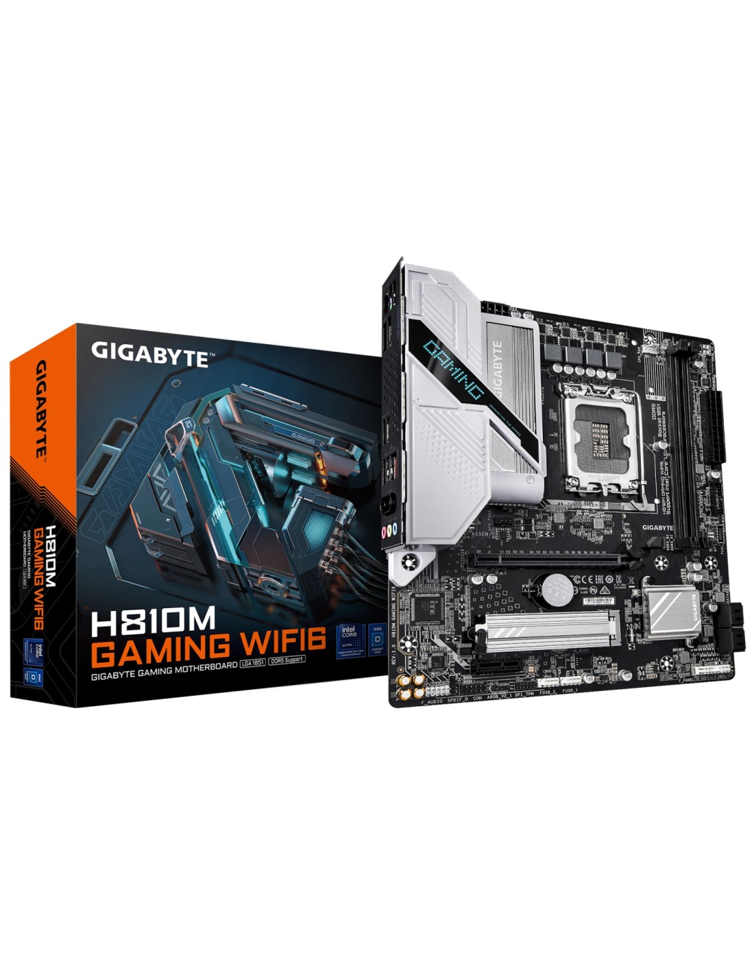 GIGABYTE H810M GAMING WIFI6 Placa base - Procesadores Intel Core Ultra (Serie 2), VRM de 4+1+2 fases, hasta 6400 MHz DDR5, 1xPCI