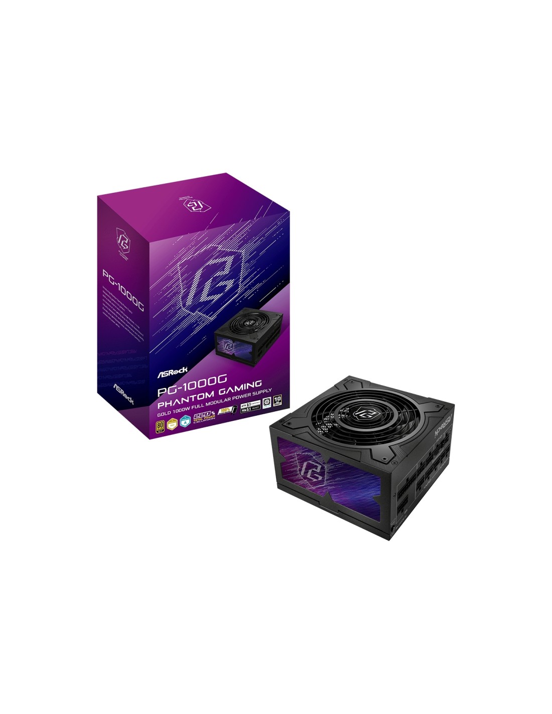 Asrock Phantom Gaming PG-1000G unidad de fuente de alimentación 750 W 20+4 pin ATX ATX Negro