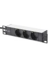 Digitus Regleta de enchufes con perfil de aluminio, toma de alimentación con 3 tomas de tierra, enchufe de seguridad con cable d