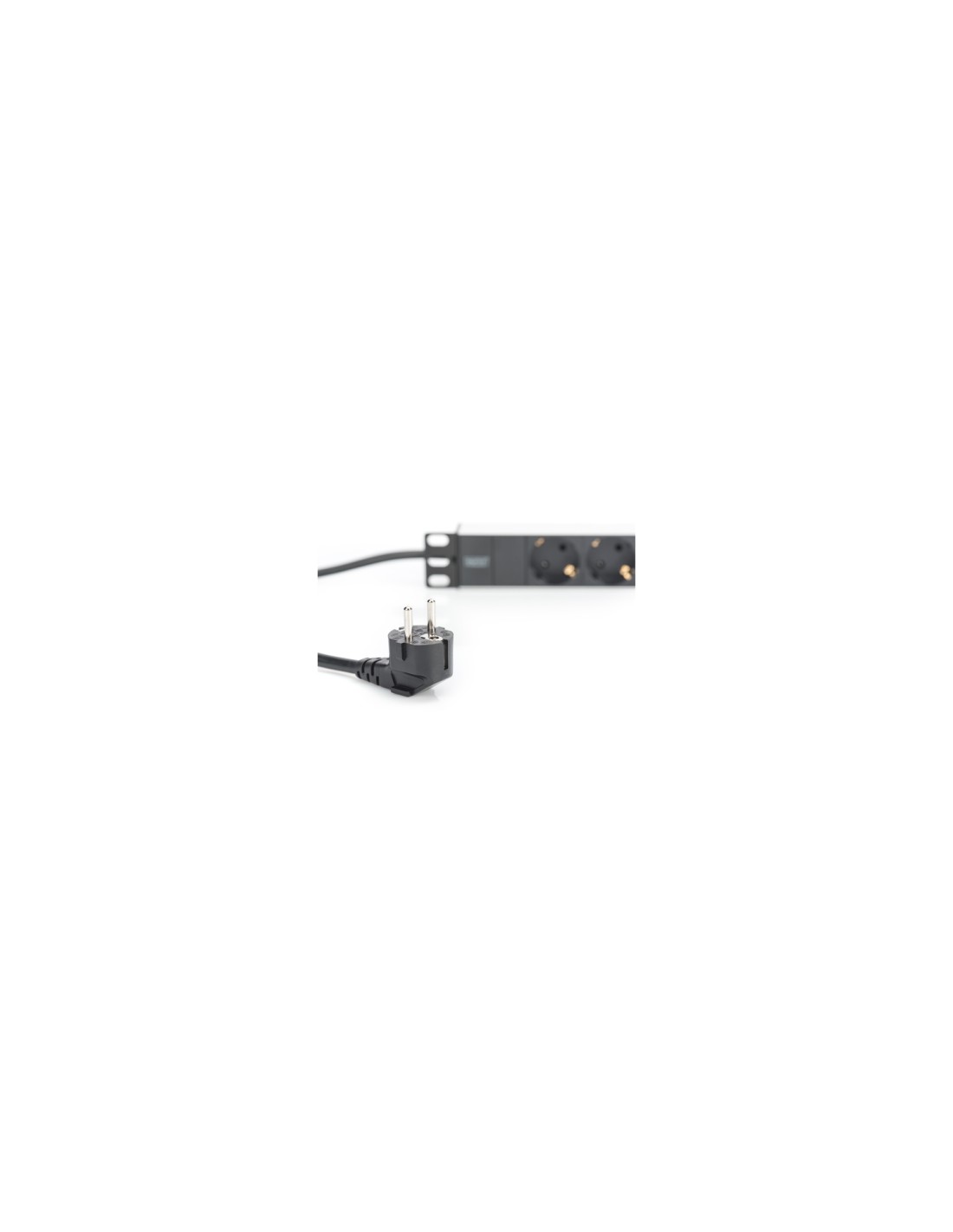 Digitus Regleta de enchufes con perfil de aluminio, toma de alimentación con 3 tomas de tierra, enchufe de seguridad con cable d
