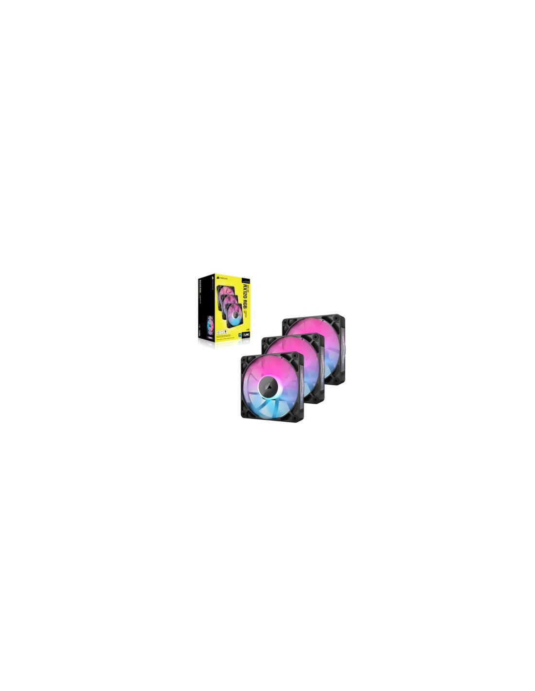 Corsair iCUE LINK RX120 RGB Carcasa del ordenador Ventilador 12 cm Negro 3 pieza(s)