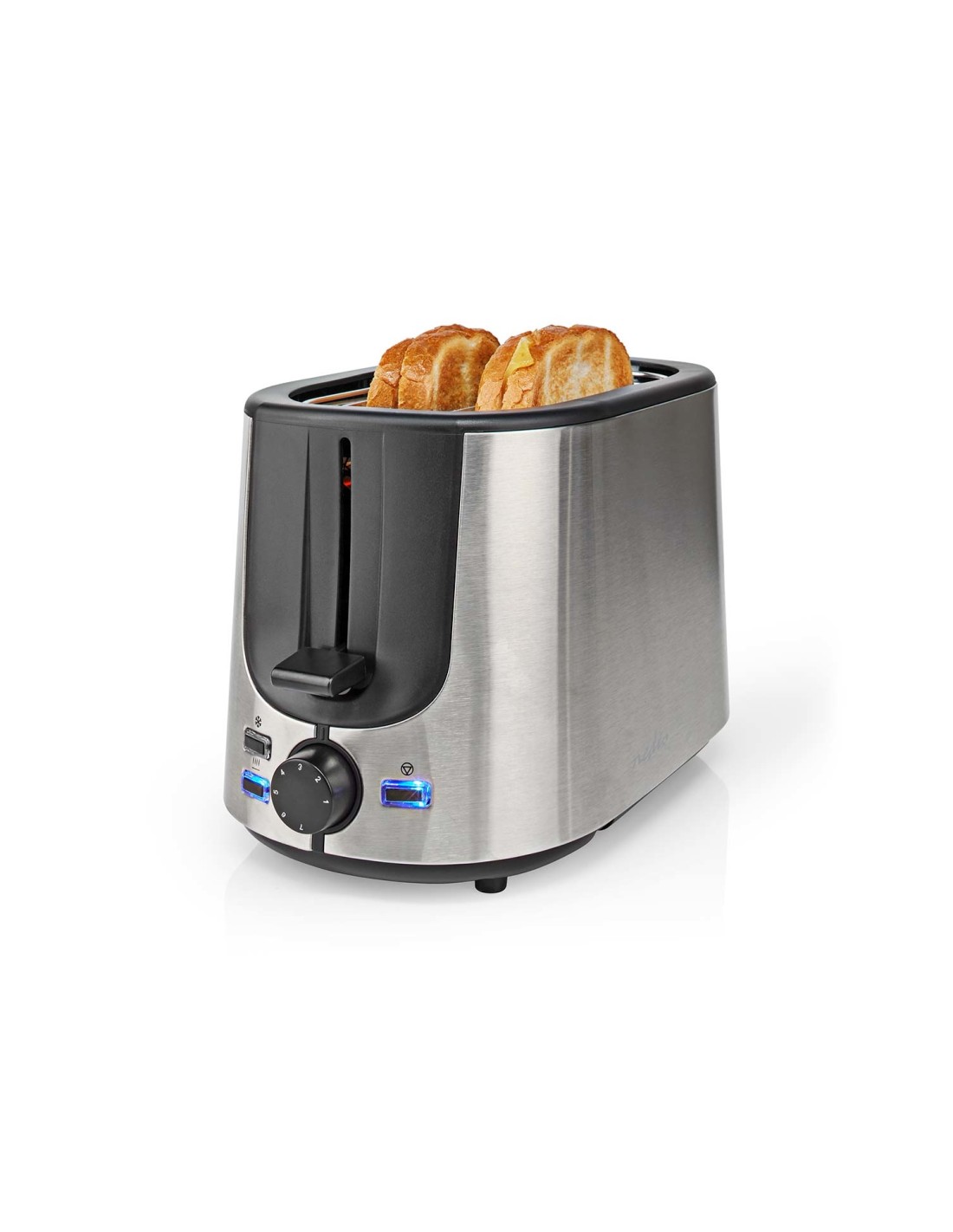 Nedis KABT300EAL tostadora 7 2 rebanada(s) 1000 W Aluminio, Negro
