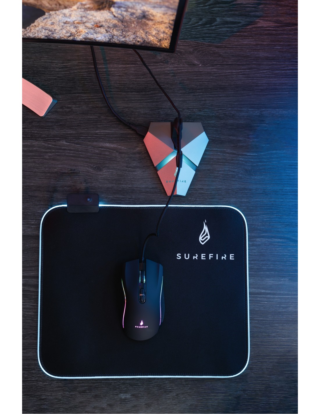 Surefire silent flight RGB-320 alfombrilla gaming fibra poliester caucho Negro