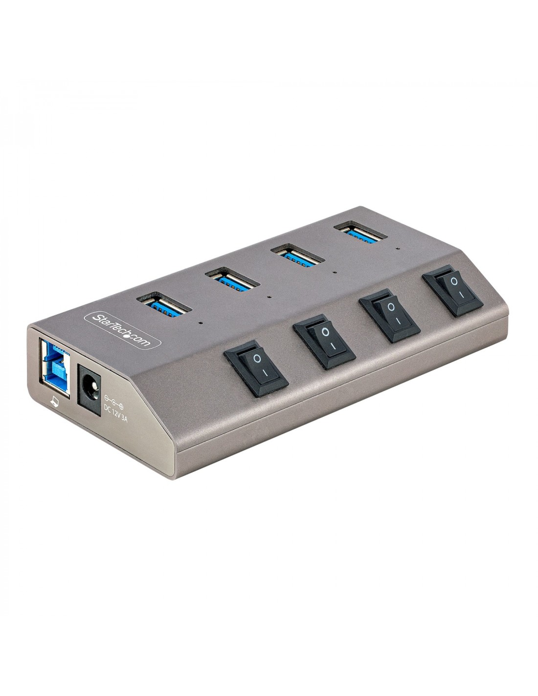 StarTech.com Hub USB-C Autoalimentado de 4 puertos con Interruptores Individuales - Concentrador USB 3.0 a 5 Gbps con Fuente de 