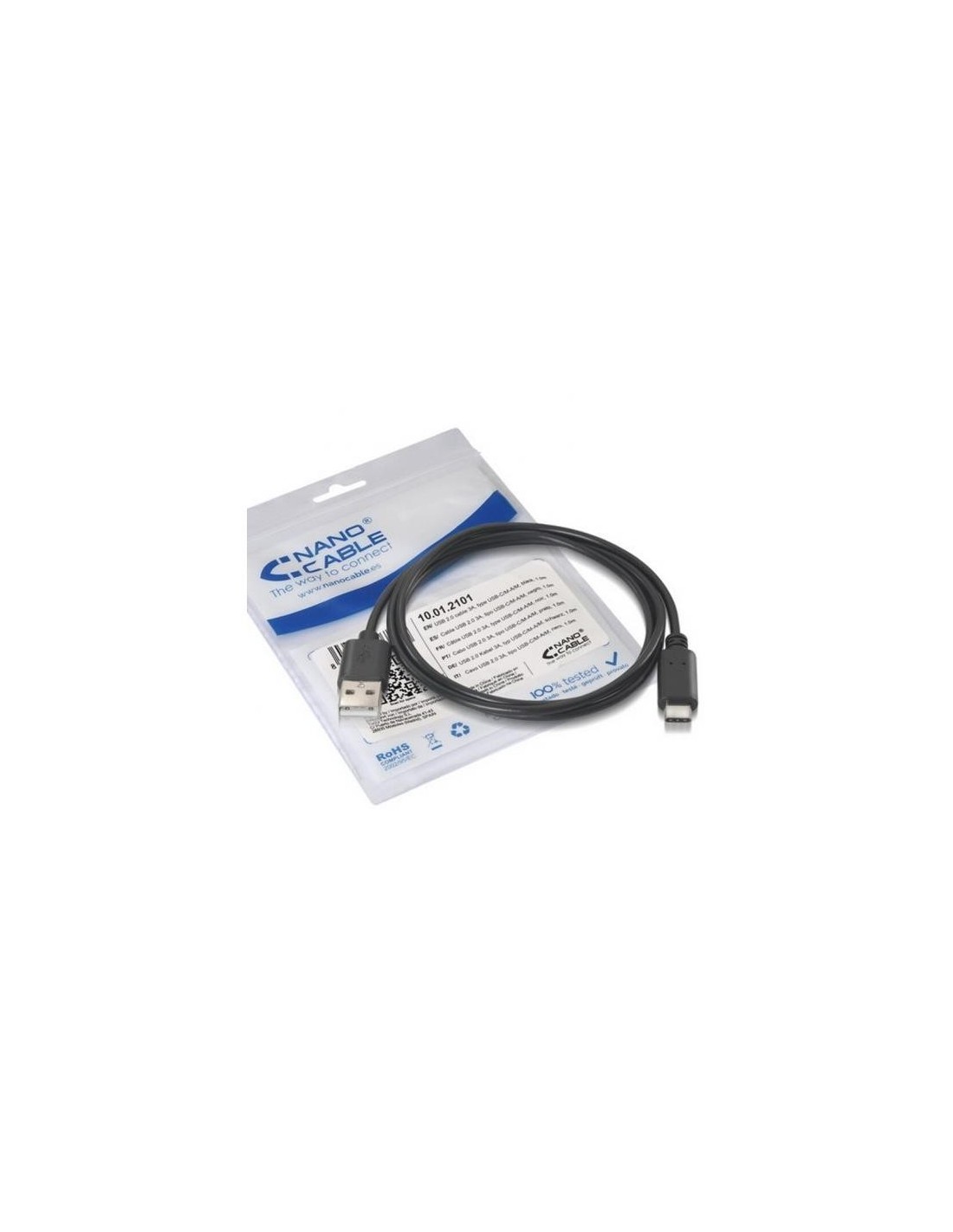 CABLE USB 3A TIPO USB-CM-AM NEGRO 0.5M NANOCABLE
