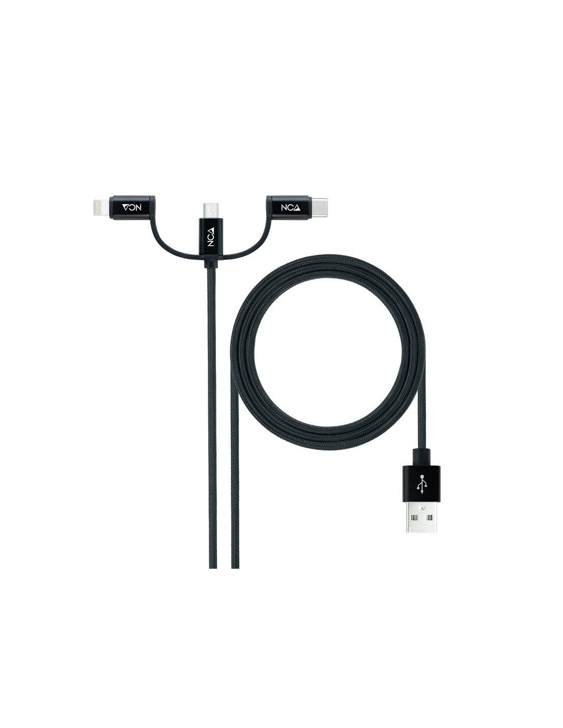 CABLE USB 3 EN 1 USB-A / USB-C MICROUSB LIGHTNING 1M NANOCABLE