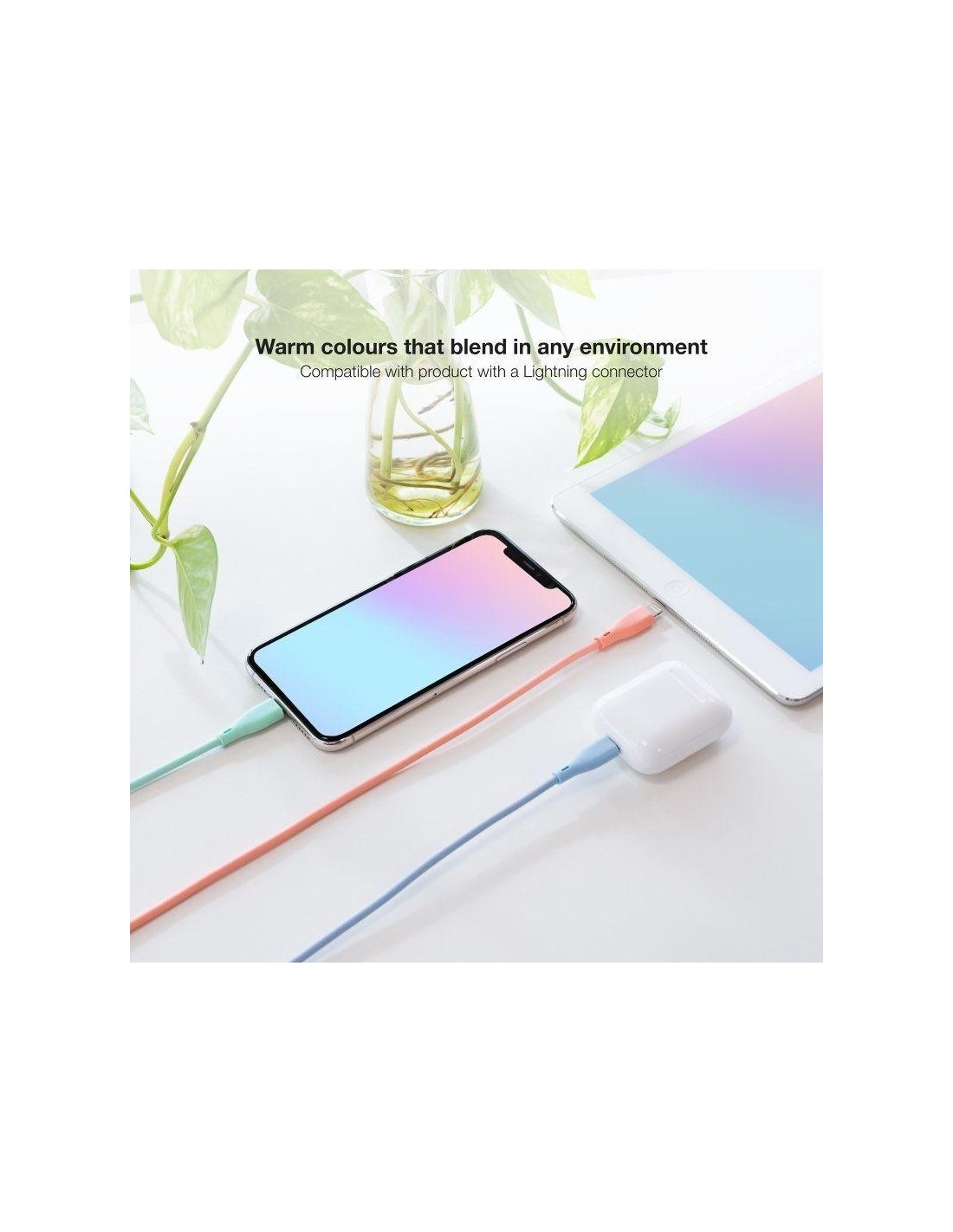 CABLE LIGHTNING A USB 2.0 NANOCABLE A/M 1M 3UD BLUE PINK GREEN LISO