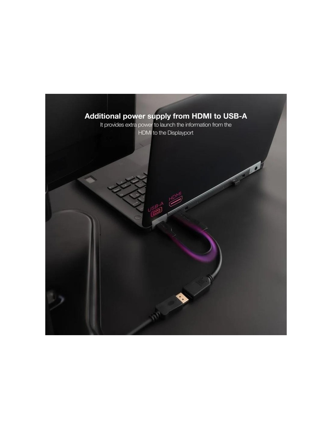 CABLE CONVERSOR NANOCABLE HDMI A DISPLAYPORT 20CM BLACK