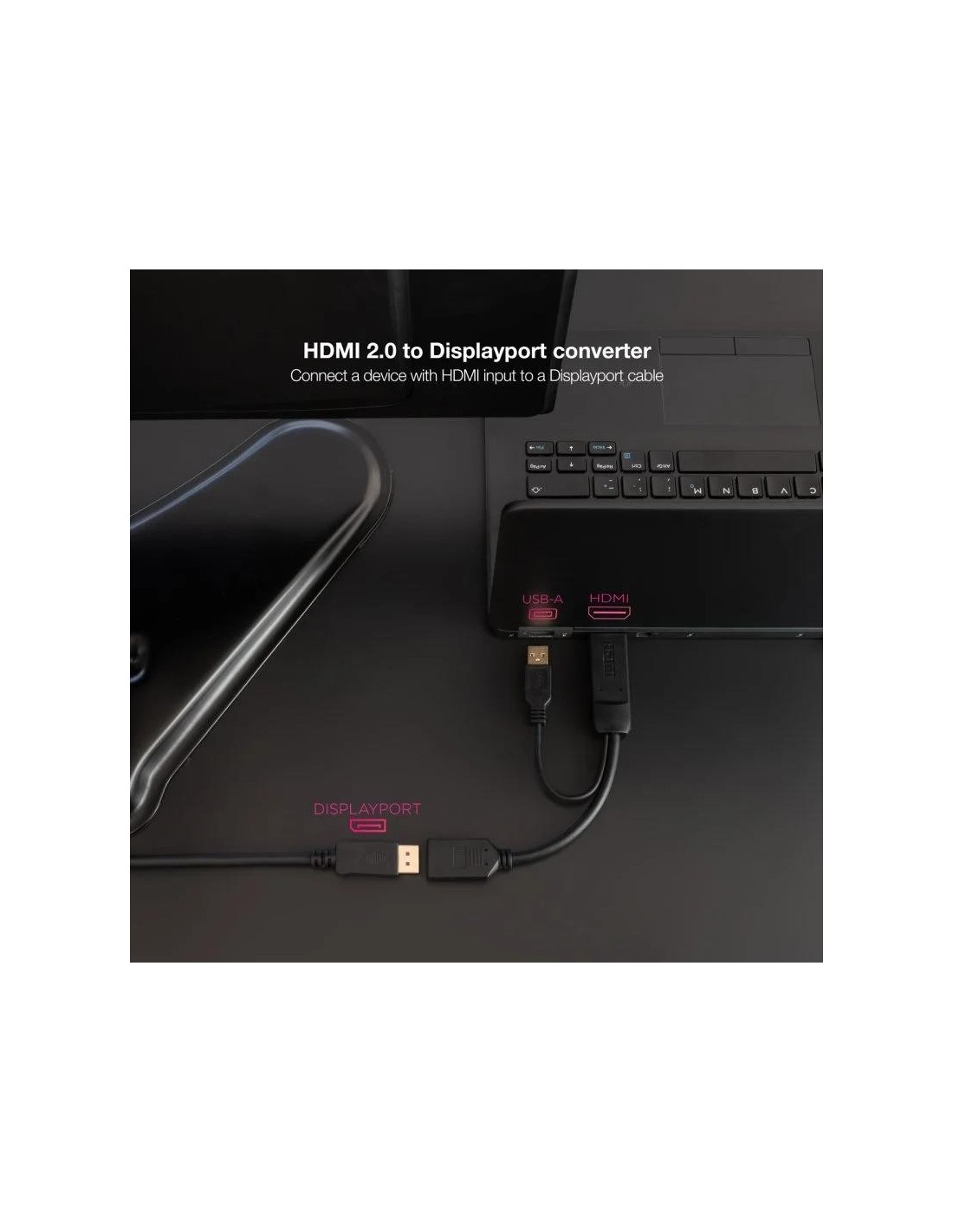 CABLE CONVERSOR NANOCABLE HDMI A DISPLAYPORT 20CM BLACK