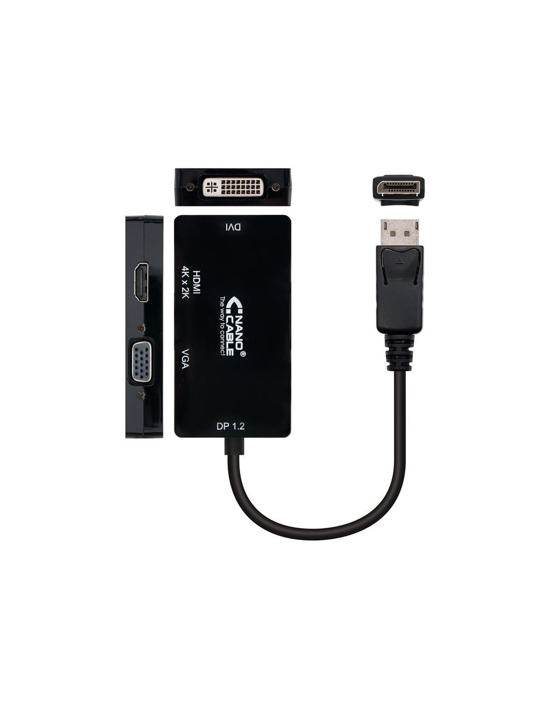 CABLE CONVERSOR DP A VGA+DVI+HDMI 3-1 15CM BLACK