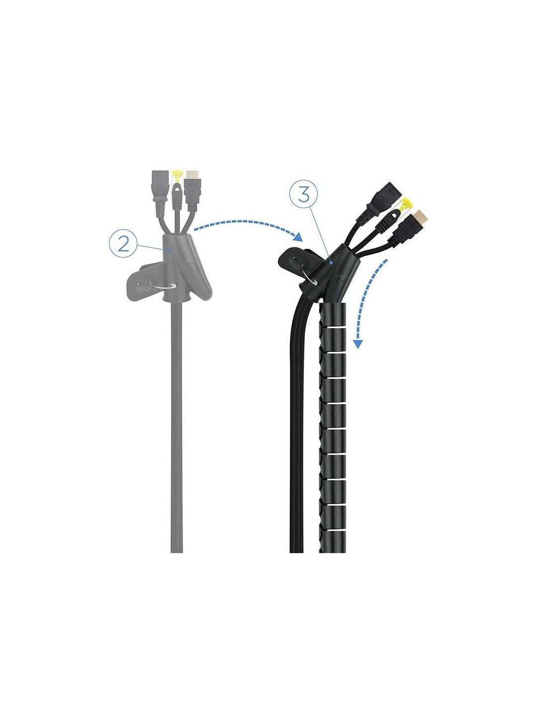 ORGANIZADOR DE CABLE NANOCABLE FLEXIBLE 25MM 1M BLACK