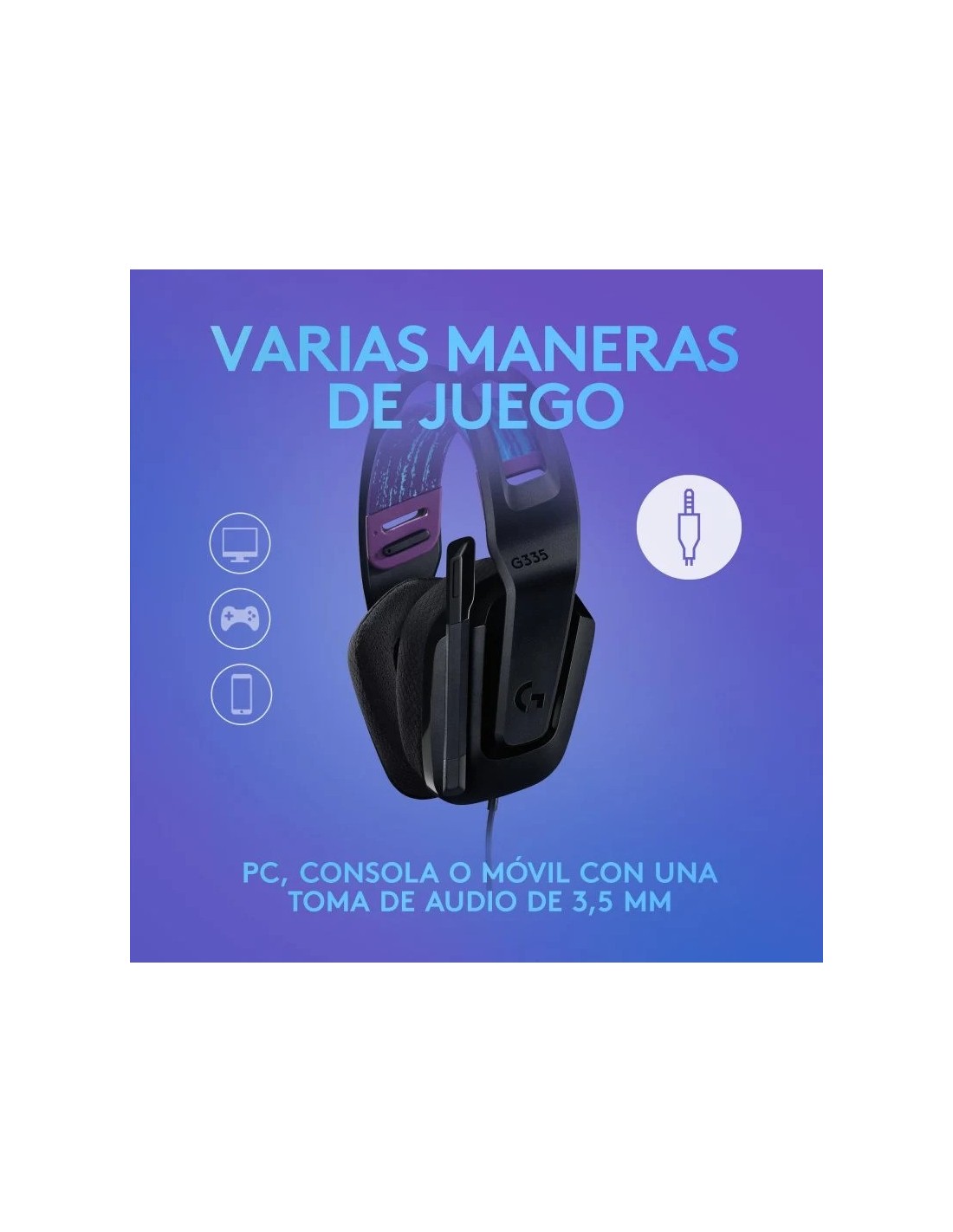 AURICULARES + MICROFONO LOGITECH GAMING G335 JACK 3.5MM BLACK/BLUE