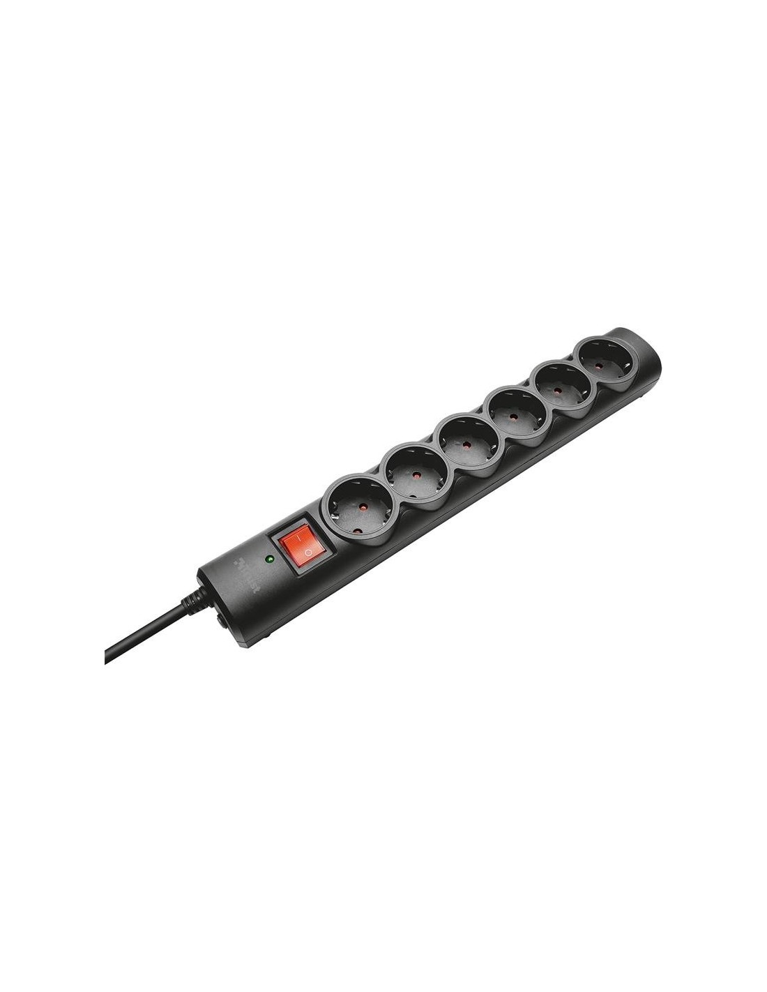 REGLETA TRUST 6 SCHUKOS INTERRUPTOR 1,8M BLACK