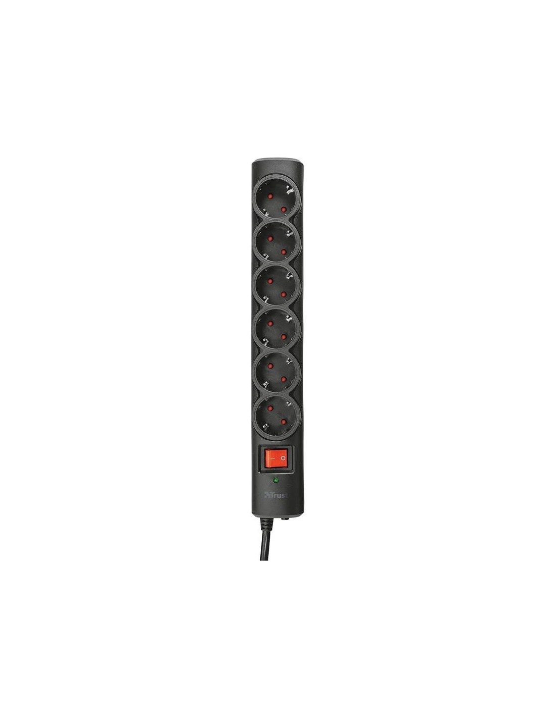 REGLETA TRUST 6 SCHUKOS INTERRUPTOR 1,8M BLACK