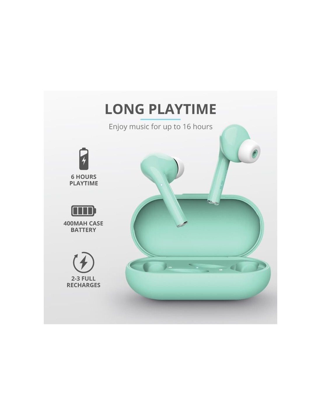 AURICULARES TRUST NIKA TOUCH EARPHONES BLUETOOTH WIRELESS TURQUOISE