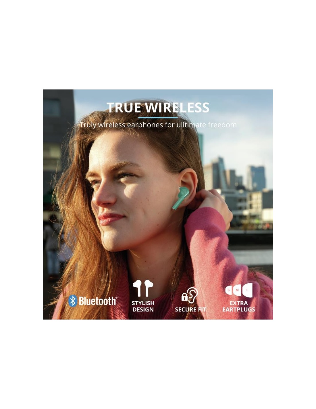 AURICULARES TRUST NIKA TOUCH EARPHONES BLUETOOTH WIRELESS TURQUOISE