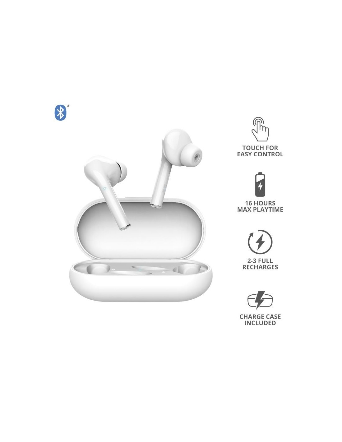 AURICULARES TRUST NIKA TOUCH EARPHONES BLUETOOTH WIRELESS WHITE