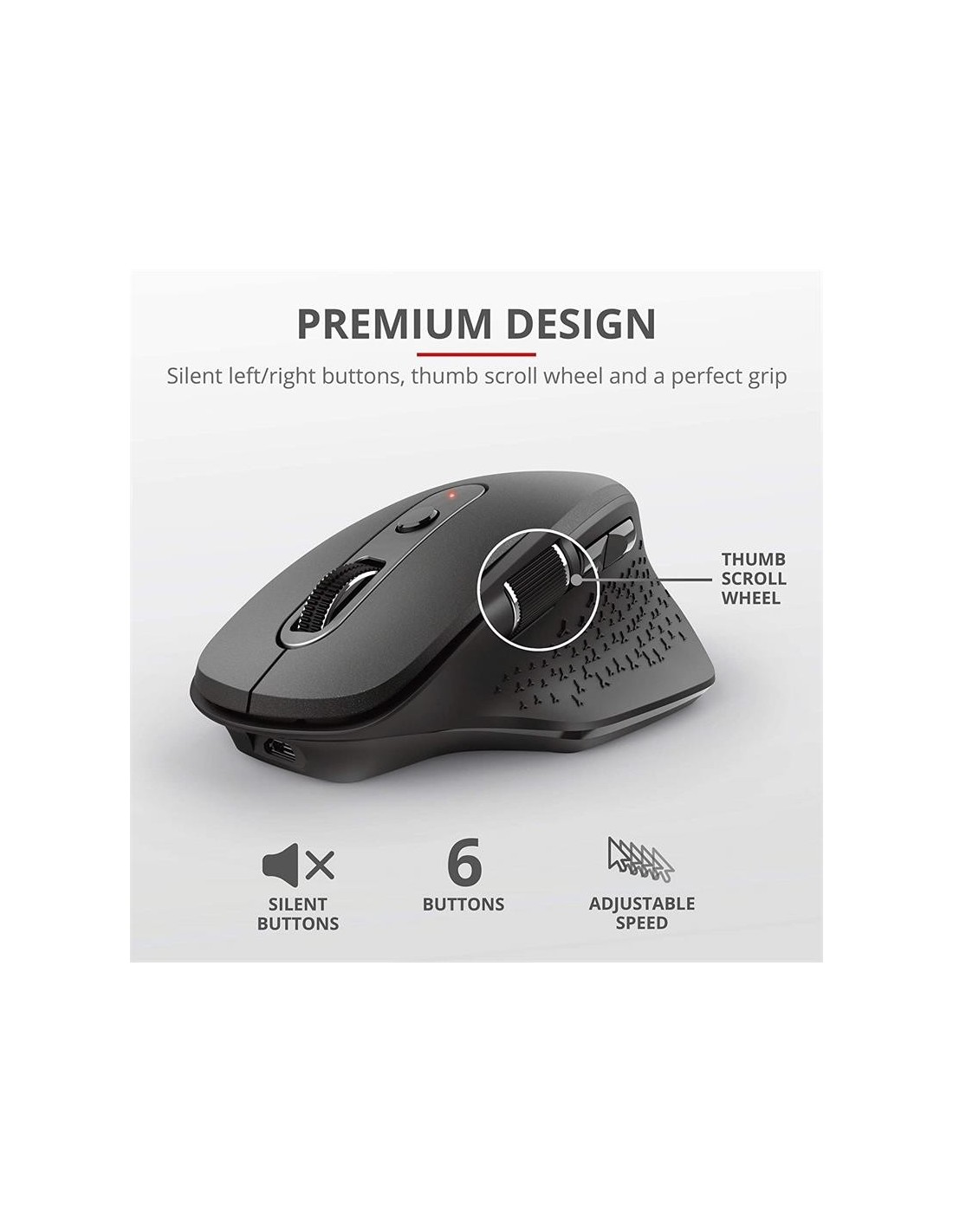 RATON TRUST OZAA ERGONOMICO RECARGABLE WIRELESS BLACK